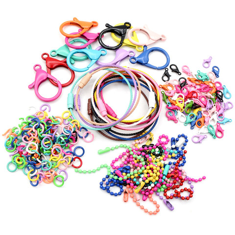 New Fashion Multi-colors Mixed Alloy Open Rings Lobster Clasp Hooks Ball Chains DIY Jewelry Making Findings Supplies ► Photo 1/6