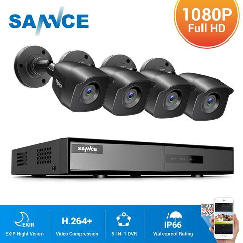 SANNCE 4CH 1080P Lite Video Security System 1080N 5IN1 HDMI DVR With 2X 4X Outdoor Waterproof Camera Home Surveillance CCTV Kit ► Photo 1/6