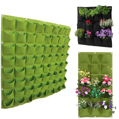 72 Pockets Garden Flower Planting Bag Black Green Wall Hanging Vegetable Plant Grow Bags Living Bonsai Home Supplies Dropship ► Photo 1/6