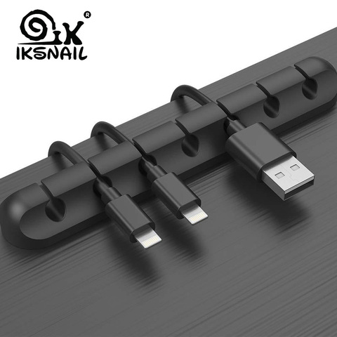 IKSNAIL Cable Holder Silicone Cable Organizer Flexible USB Winder Management Clips Holder For Mouse Keyboard Earphone Headset ► Photo 1/6