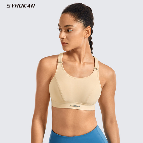 SYROKAN Wirefree High Impact Sports Bras for Women Plus Size Full Support Padded Bras ► Photo 1/6