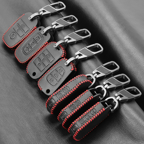 Leather key chain ring cover case holder for KIA Ceed K3 K4 K5 Sportage R QL KX5 Sorento KX3 KS3 RIO Cerato Optima Frote Soul ► Photo 1/5