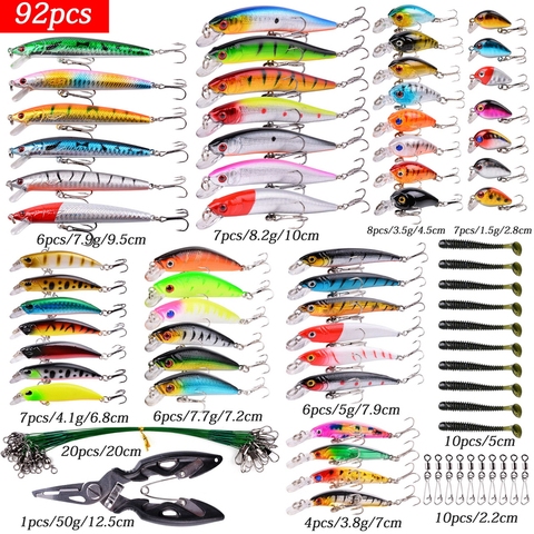 Mixed Lures Fish Crankbait Minnow Lure Popper Hard Baits Spoon Spiners Carp Soft Bait Fishing Tackle Mini Pliers Set ► Photo 1/6