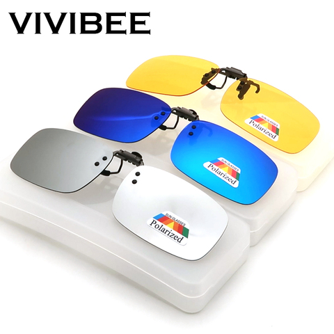 VIVIBEE Mirror Flip up Clip on Sunglasses for Men Polarized Lens Metal Clips Night Vision Safe Driving UV400 Glasses for Women ► Photo 1/6