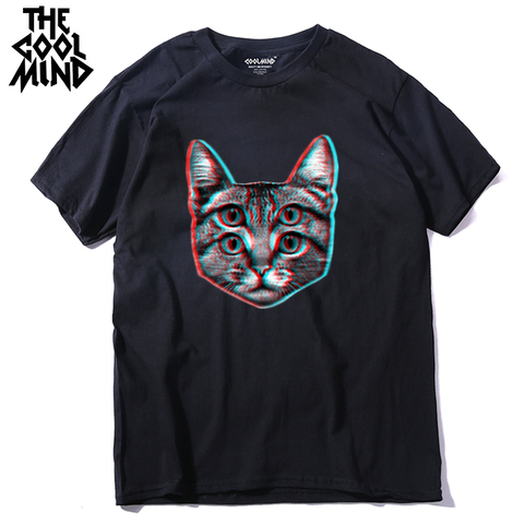 COOLMIND qi0410A 100% cotton funny short sleeve men T shirt casual cat cool mens tshirt male fashion t-shirt tee shirts ► Photo 1/6