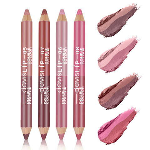 1PC Double Color Waterproof Matte Glitter Lip Liner Lipstick Long Lasting Lip Stain Stick Pencil Makeup Tools 4 Colors ► Photo 1/6