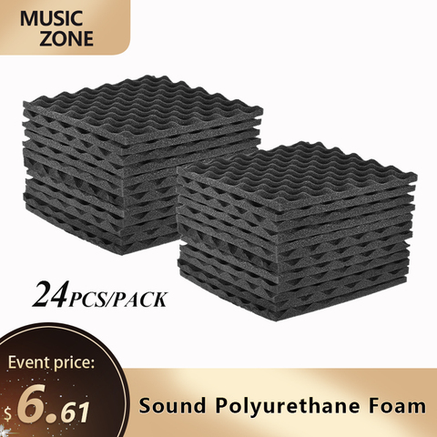 Sound Polyurethane Foam Pad Recording Studio Soundproof Wedge Foam Video Room Sound Noise Insulation Sponge Wall Deadening 24PCS ► Photo 1/6