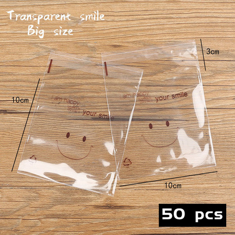 50pcs/lot Transparent Smile Biscuit Cellophane Self Adhesive Goodie Bags Adorable Soap Packaging Bag Homemade Self-Stick Pack ► Photo 1/6