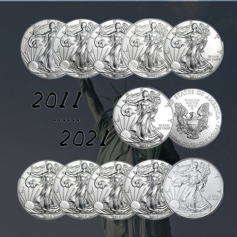 2011--2022 United Statue of Liberty Challenge Coin 1 oz Fine Silver Collectibles America Coins New Year Gift Fine Collection ► Photo 1/1