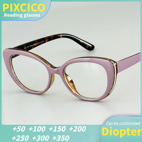 R45677 Pixcico Cat Eye Reading Glasses Women  Optical Fashion Computer Glasses +50 +100 +150 +200 +250 +300 +350 ► Photo 1/6