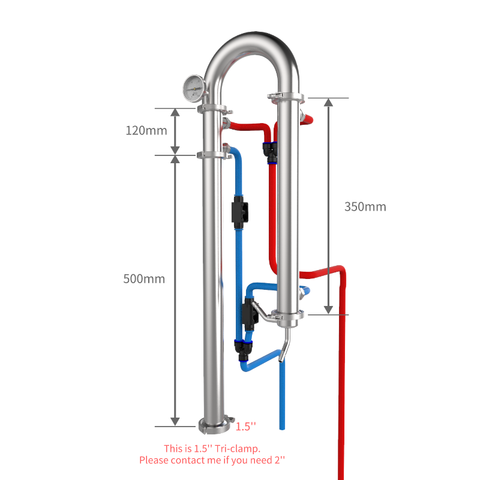 1.5'' Tubular distillation column Home alcohol brewing equipment machine with copper net Tri-clamp Silicone ring ► Photo 1/5