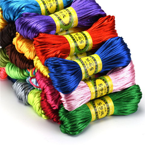 20m 2.5mm Mix Color Nylon  Black Rattail Satin Chinese Knotting Silk Macrame Cord Beading Braided Shamballa String Thread HK198 ► Photo 1/6