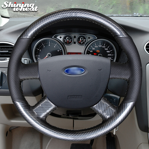 Shining wheat PU Carbon Fiber Leather Steering Wheel Cover for Ford Kuga 2008-2011 Focus 2 2005-2011 C-MAX 2007-2010 Transit ► Photo 1/4