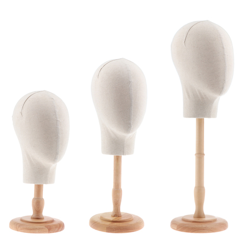 Detachable Canvas Cover Mannequin Head for Wig Hat Headband Display w/ Stand ► Photo 1/6
