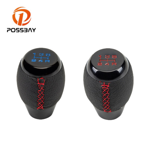 POSSBAY 5 Speed Level Leather Shift Knob Universal For TOYOTA VW Manual Gear Headball for Bmw Peugeot Honda Subaru Citroen ► Photo 1/6