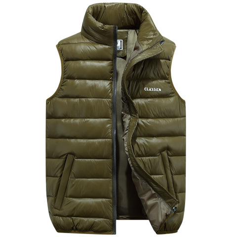 Vests Men's Sleeveless Outwear Jackets Winter Fashion Casual Slim Solid Cotton-Padded Waistcoat Thicken Warm Coats 4 Colors 6XL ► Photo 1/5