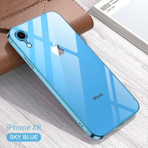 Square Bumper Plating Soft PC Case For iPhone XS XR 11 Pro Max 12 MIni Transparent Back Cover Slim Clear Thin Luxury Protection ► Photo 1/6