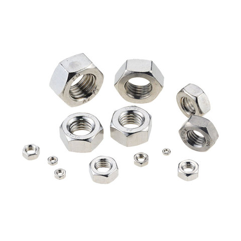 50-100pcs/lot Metric thread DIN934 M2 M2.5 M3 M4 M5  304 Stainless Steel Hex Nuts ► Photo 1/6