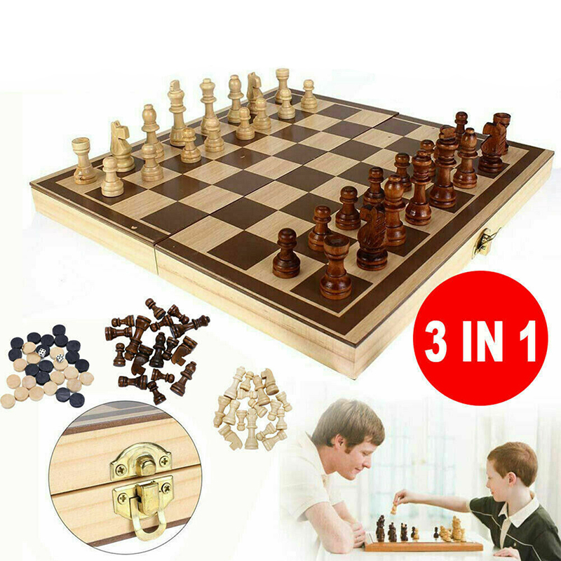Game Chess Board, Large Wooden Chess Set With Storage