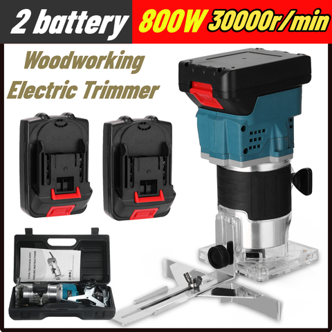 2pcs lithium battery 800W Woodworking Electric Trimmer Wood Milling Engraving Slotting Trimming Machine Carving Machine Router ► Photo 1/6