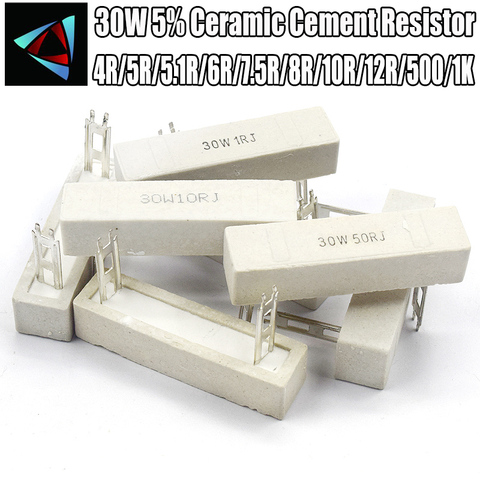 30W Ceramic Cement Resistor 75R/ 100R/ 120R /150R/ 200R /300R /330R/ 500R /1K/ 2K OHM ► Photo 1/1