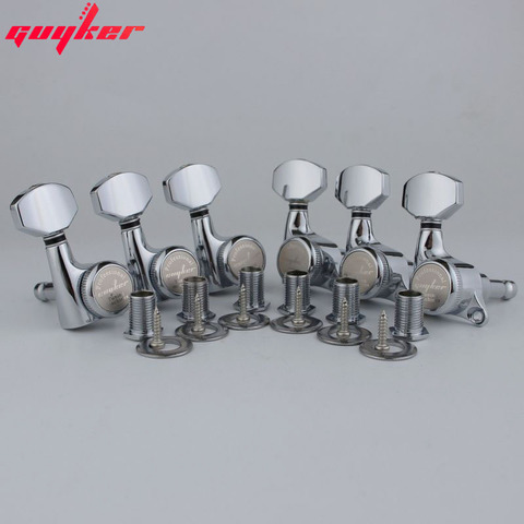 GUYKER Chrome Guitar Locking Tuners Electric Guitar Machine Heads Tuners Metal Lock Silver Guitar Tuning Pegs ► Photo 1/6