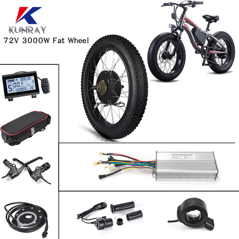 Electric bike Conversion Kit 72V 3000W Fat Bike Motor Wheel Electric Bicycle Conversion 55-70KM E-Bike Kit Gear Hub motor Wheel ► Photo 1/6