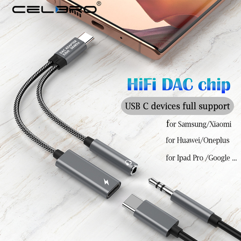 2 In 1 USB C To 3.5mm Headphone Jack Adapter Type C Charge Audio Aux Adaptor for Samsung S20 Ultra Note 20 10 Plus Ipad Pro 2022 ► Photo 1/6