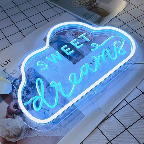 Dream LED Neon Light Sign Letters Neon Sign Panel Holiday Christmas Party Wedding Decorations Home Wall Decor Neon Lamp Gifts ► Photo 1/6