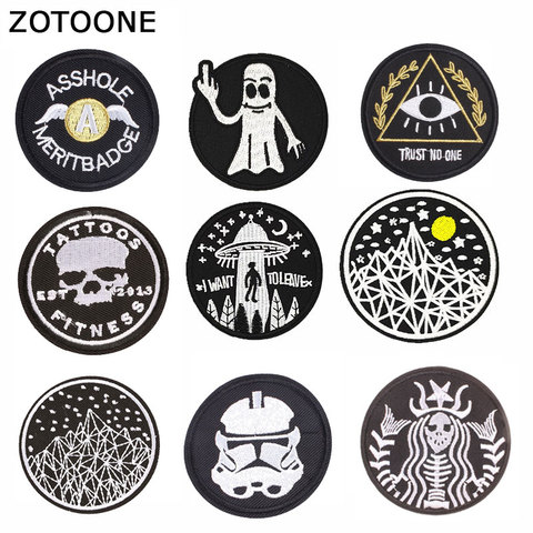 ZOTOONE Round Patch for Clothing Iron on Embroidered Sewing Applique Skull Sew on Fabric Badge DIY Patches Apparel Accessories ► Photo 1/6