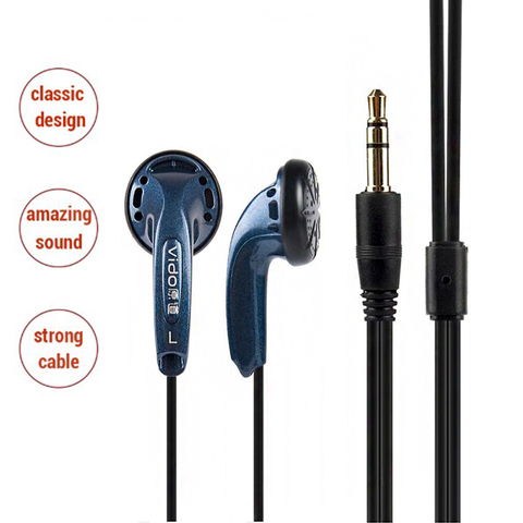 Vido High Quality Wired Earphones Soundtrack Stereo Headset Game Headset Bass Bass Noiseless Headphones Study Sports Headphones ► Photo 1/6