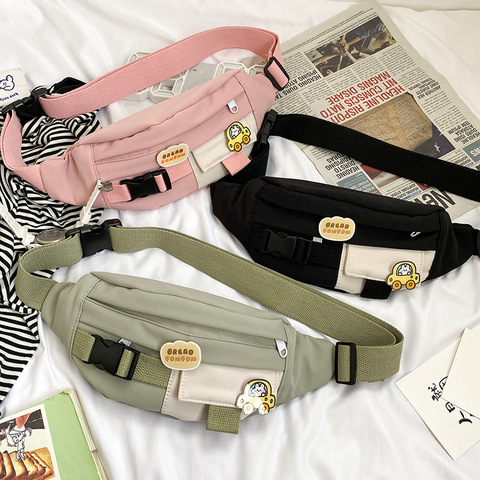 Waist Bags For Women 2022 New Canvas Leisure Solid Color Fanny Pack For Girls Cute Crossbody Chest Bag Belt Waist Packs ► Photo 1/6