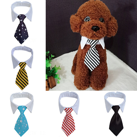 2022 Dog Cat Striped Bow Tie Animal Striped Bowtie Collar Pet Adjustable Neck Tie White Collar Dog Necktie For Party Wedding ► Photo 1/6