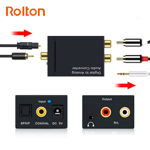 Audio Converter Coaxial Optical Fiber Toslink Digital to Jack 3.5 Analog L/R RCA SPDIF Digital Audio Decoder Stereo Amplifier ► Photo 1/6