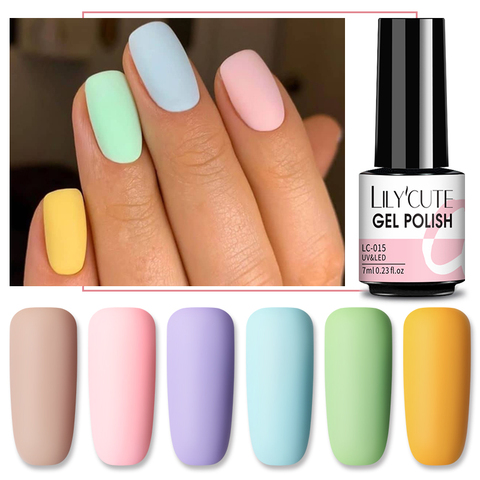 LILYCUTE Matte Gel Nail Polish Matte Top Coat Need 7ML Autumn Color Hybrid Varnish Soak Off UV Gel Nail Art Design Gel Polish ► Photo 1/6