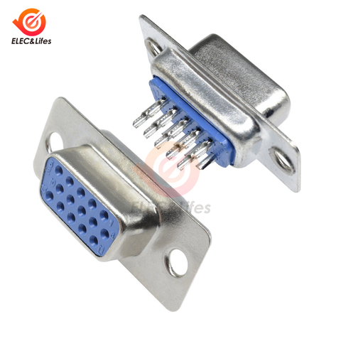 5Pcs D-SUB DB15 15 Pin Female Male VGA Socket Connector Adapter 3 Row Solder Type Male Female Plug Socket converter ► Photo 1/6