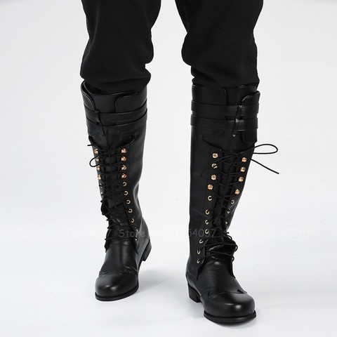 Medieval Retro Men Bandage Knight Boots Carnival British Style Soldier Prince Cosplay Leather Boot Party Gothic Fashion Shoes ► Photo 1/6