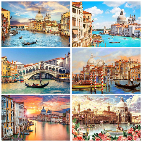 HUACAN 5D DIY Full Drill Diamond Painting City Venice Art Rhinestone Craft Kit Diamond Embroidery Landscape Mosaic Home Decor ► Photo 1/6