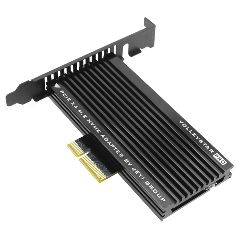 JEYI VolleyStar-PRO Black Heat Sink Heatsink M.2 SSD TO PCIE X4 Adapter MKey Port Card PCI-E 3.0 x4 Full Speed RGB LED ► Photo 1/6