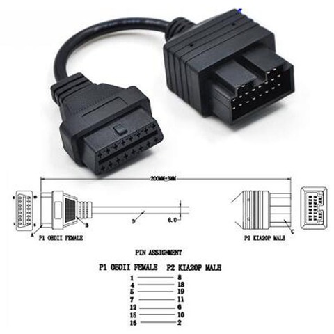 ELM327 OBD 2 Cable For KIA 20 Pin To 16 Pin OBD2 OBD Diagnostic Tool Scanner Code Reader Adapter Car Connector Cable ► Photo 1/6