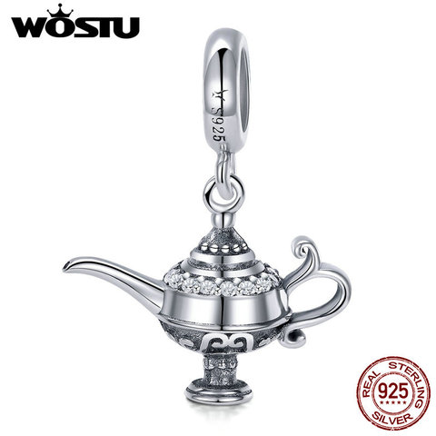 WOSTU Hot Sale 925 Sterling Silver Lamp of Aladdin Dangle Charm Fit Original DIY Beads Bracelet Lucky Wish Jewelry Gift CQC703 ► Photo 1/6