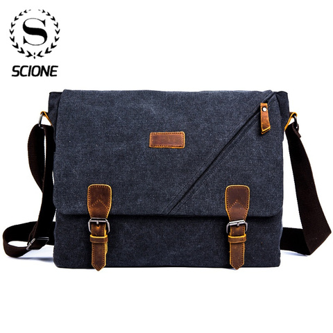 Scione Mens Messenger Bag Briefcase  Vintage Canvas Shoulder Bags Fashion Crossbody Bags For Men Bag ► Photo 1/6