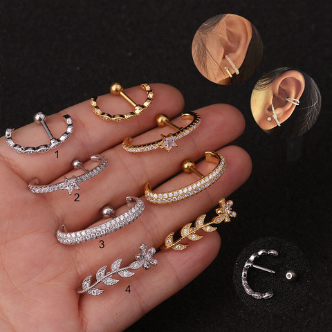 Ladies CZ Hoop Ear Stud Cartilage Helix Piercing Earring Jewellery ► Photo 1/5