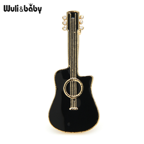 Wuli&baby Enamel Guitar Brooches For Women Instruments Casual Party Brooch Pins Gifts ► Photo 1/3