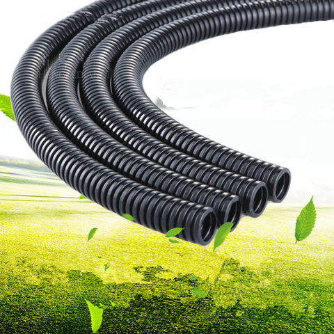 1M Black Corrugated Tube Insulation Flame Retardant Cable Sheath for Wire Connecting Protecting Electric Cable Threading Hose ► Photo 1/6