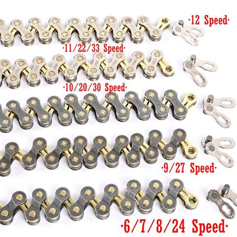 NEW SUMC mountain road bicycle shifting chain 8 9 10 11 12 Speed hollow ultra light gold chain 251g with missinglink M8000 M6000 ► Photo 1/6
