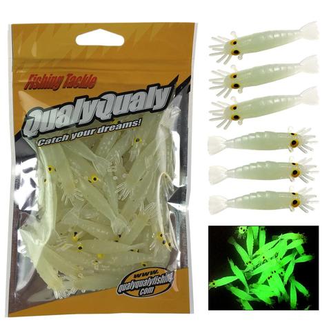 27Pcs 1.7in Glow Shrimps Soft Lure Baits Luminous Grub Worms Lighting Glow in Dark Shrimps Carp Bass Fishing Soft Lures Pesca ► Photo 1/6