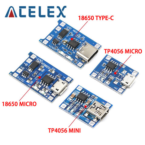 type-c / Micro USB 5V 1A 18650 TP4056 Lithium Battery Charger Module Charging Board With Protection Dual Functions 1A Li-ion ► Photo 1/5