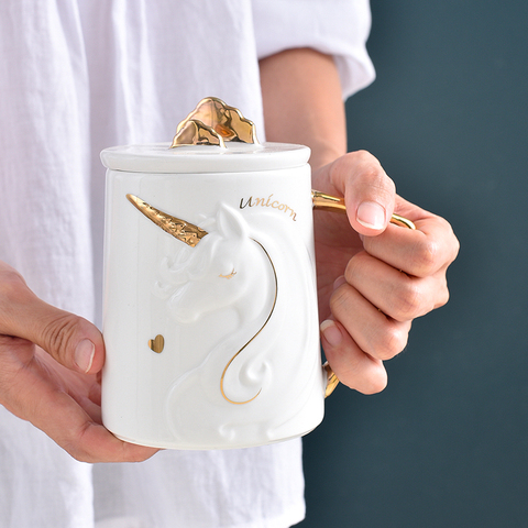 Gorgeous Relief Unicorn Coffee Mug with Mobile Phone Holder Lid Cute Water Tea Ceramic Milk Breakfast Cup Creative Gift ► Photo 1/5