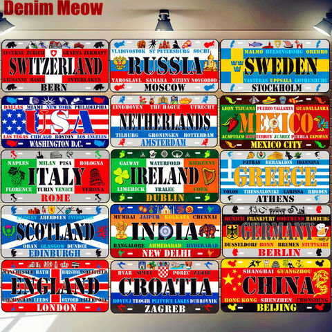 USA England Russia Netherlands License Plate Car Motorcycle Metal Sign Bar Cafe Home Decor France Spain Poland Wall Poster N334 ► Photo 1/6